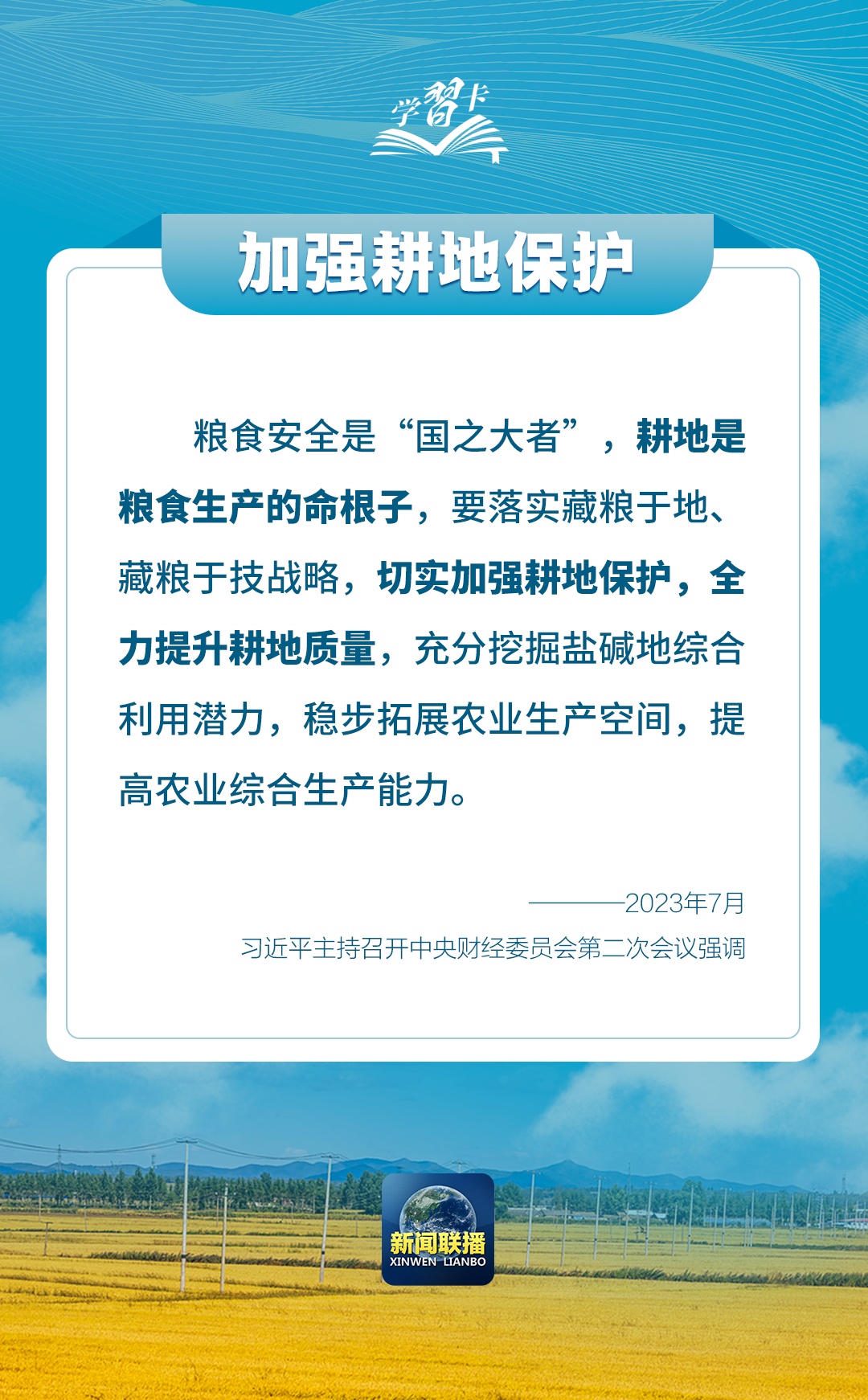 學(xué)習(xí)卡丨如何端穩(wěn)端牢中國飯碗？總書記這樣闡釋